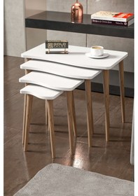 Resim Zigon Sehpa Ahşap 4'lü Beyaz Kr Çok Renkli 