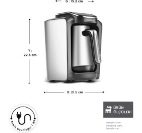 Resim Teknotrust Paslanmaz Çelik Türk Kahve Makinesi, 5 Fincan Kapasiteli, Şık ve Dayanıklı Tasarım 