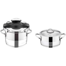 Resim Evimsaray Venüs 4 Parça Düdüklü Tencere Seti Sade Gümüş 