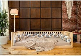 Resim Yere Sıfır Montessori Yatak Ahşap Çocuk Karyola Filiz (80X180) 