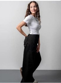 Resim Zekids Kız Çocuk Fitilli Metal Yazılı Yarım Kollu Kaşkorse Crop-15804 Beyaz 
