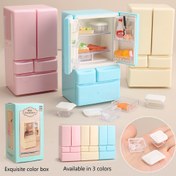 Resim Mini Çift Kapılı Buzdolabı Oyuncak - 3 Renk Arasından Seçim Yapın | Yenilikçi Bebek Aksesuarı | Mini Sahne İçin Gerçekçi Buzdolabı Süsü | Noel, Cadılar Bayramı ve Yeni Yıl İçin Mükemmel Hediye 