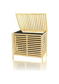 Resim Kalın Ahşap Bambu Kirli Çamaşır Sepeti Siyah Kumaş Çantalı Sepet 50x38x55cm 5250 Diğer 