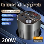 Resim Araba İnvertörü: Ekranlı 12V DC'den 110V/24V AC Güç Dönüştürücü, 4 USB Portu ve 1 TYPE-C, Çok Fonksiyonlu Çıkış, Çıkış: 