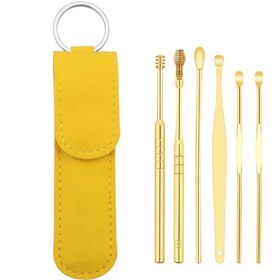 Resim Mufunye Kulak Temizleme Aleti, Taşınabilir, Saklama Çantasıyla Birlikte, 6 Parçalı Set Sarı 