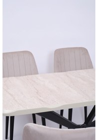 Resim Kütük Milano Mdf Mutfak Masa Sandalye Takımı 90x160 Krem 