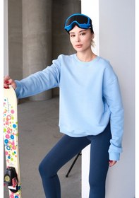 Resim Justever Bisiklet Yaka Basic Kalıp Mavi Kadın Sweatshirt Eşofman Üstü - Aura Mavi 