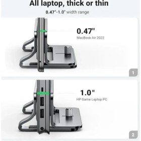 Resim TeknoKapsül Dikey Bilgisayar Standı, Çift Yuvalı Ayarlanabilir Alüminyum Laptop Standı, Macbook Air/pro, Window 
