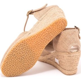 Resim Star Tombis Gerçek Elişi Bilekten Bantlı Topuğu Açık Keten Espadril Dolgu Topuk Handmade Çok Renkli 