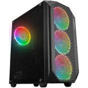 Resim Rampage ZUKO 600W 80+ BRONZE Siyah 4*14cm Rainbow Temperli Camlı ATX Mid-T Gaming Oyuncu Kasası 