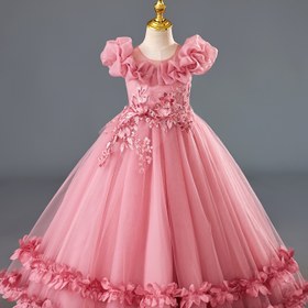 Resim Kızlar için Şık Beyaz Prenses Elbisesi Altın Süslemeli - Düğünler, Kıyafet Tulumu ve Piyano Performansları için Uzun Kolsuz A Kesim Gazlı Elbise - Çocuklar için Yazlık Resmi Parti Elbisesi, Kızlar için Prenses Elbiseleri 