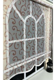 Resim Çift Mekanizmalı Desenli Tül Stor Perde Pembe Baskı Stb-106 Pembe 