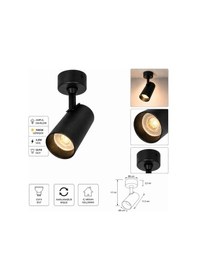 Resim GU10 Duylu Siyah Aplik Spot - 3000K Günışığı 4,5W Ampul Dahil, Ayarlanabilir Başlık, Modern Tavan ve Duvar Aydınlatma Armatürü 