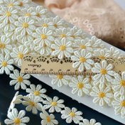 Resim Bej Papatya Nakışlı Dantel Kenar, 1 Yard x 1.5cm Genişlik - Kendin Yap El Sanatları, Dikiş Projeleri & Düğün Süslemeleri için Mükemmel 