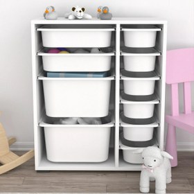 Resim Zen 10 Sepetli Çok Amaçlı Oyuncak Dolabı Beyaz 