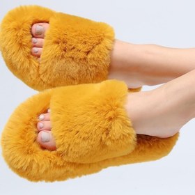 Resim Beyond Kadın Hardal Ekstra Yumuşak Tüylü Ev Terliği 3cm BYND01 - HARDAL / 