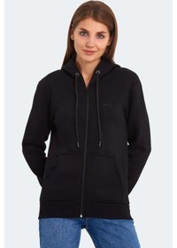 Resim Slazenger Katya Kadın Fermuarlı Kapüşonlu Cepli Siyah Sweatshirt Siyah 