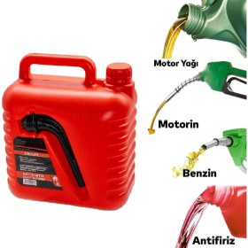 Resim Nzb Plastik Boşaltma Borulu Antistatik Benzin Bidonu 5 Litre Akaryakıt Mazot Taşıma Doldurma Yakıt Depolama 