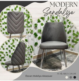 Resim Özcan Metal Vega - Krom Metal Ayak - Babyface Kumaş - Papel Sırt - Mutfak & Salon Sandalyesi Gri 