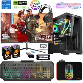 Resim Xaser Xsr840 i5 12400F 27" 16GB RAM 512GB M.2 NVMe SSD 8GB RTX4060 Curved Sıvı Soğutma FreeDOS Oyun Bilgisayarı 