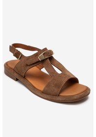Resim Luvishoes Auren Taba Süet Hakiki Deri Tokalı Kadın Sandalet 