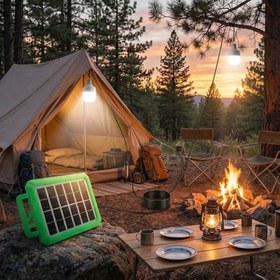 Resim Orret Home 2 Ampullü Solar Panelli Powerbank Özellikli Kamp Işığı Seti - Güneş Enerjili LED Kamp Aydınlatma Sistemi, Taşınabilir Şarjlı Çadır Lambası, Outdoor Acil Durum Işığı 