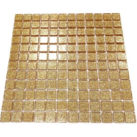 Resim MozaiKristaL Mutfak Tezgah Arası ve İç Dekorasyonda Tüm Yüzeyler İçin 23 x 23 mm Soft Altın 30 x 30 cm Fileli Kristal Mozaik. ( 1 Kutu=11 File=1m2 Fiyatıdır ) 