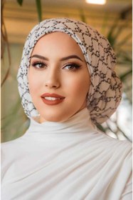 Resim Aişe tesettür Beyaz Hat Desen Çağla Hazır Türban 