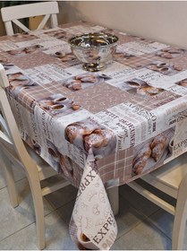 Resim Elyaflı Pvc Muşamba - Desenli Silinebilir Masa Örtüsü Kahve Kahverengi 