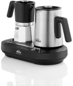 Resim Arzum Okka Rich Moka Pot Karıştırıcılı Metal İtalyan ve Türk Kahve Makinesi - Krom 5 Fincan - OK0027 