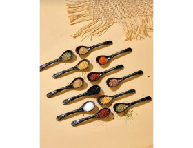 Resim 12 Adet Siyah Servis ve Baharat Kaşığı - Kahvaltılık Bal Kaşığı Şeker Reçel Servis Kaşığı 