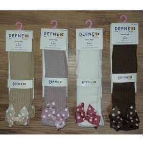 Resim Kıpırık Baby 1 Adet Kız Çocuk Gül Kurusu Puantiyeli Fiyonk Detaylı Desenli Dizaltı Çorabı-441 Gül Kurusu 