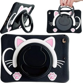 Resim TEKNETSTORE Apple Ipad 8. ve 9. Nesil 10.2 Inç 2020 / 2021 Uyumlu Kedi Kılıf Standlı Eğlenceli Koruma 