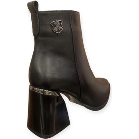 Resim Venüs 2552003k Kalın Topuk Sivri Klasik Deri Kadın Bot Siyah 