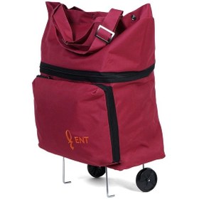 Resim Entcanta Nergis Model Su Geçirmez, Ağır Yüklerde Yardımcı, 2 Tekerli Ve Katlanabilir Alışveriş Ve Seyahat Çantası - Bordo 