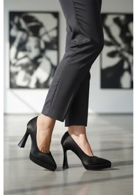 Resim Aspor Siyah Saten Kadın Platform Topuklu Ayakkabı Çok Renkli 