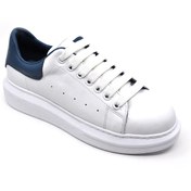 Resim Fosco Hakiki Deri Erkek Sneaker Ayakkabı Beyaz Mavi 9838 