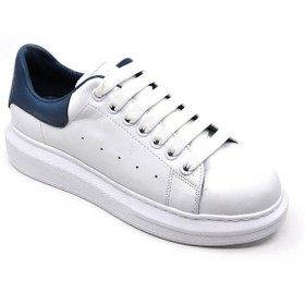 Resim Fosco Hakiki Deri Erkek Sneaker Ayakkabı Beyaz Mavi 9838 