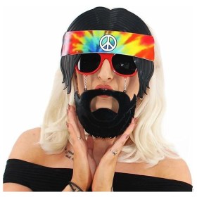 Resim Kuzgun Ticaret Siyah Saçlı Bandana Tasarımlı Hippi Parti Gözlüğü 26X18 cm - Lisinya 