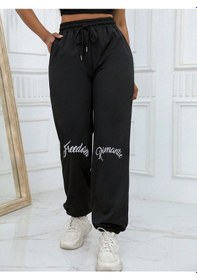 Resim Unity Reflective Letter Graphic Drawstring Waist 4 Mevsim Eşofman Siyah 