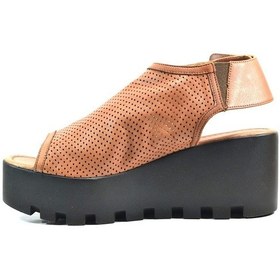 Resim Beatrice 1160 Hakiki Deri Taba Dolgu Topuklu Kadın Sandalet Taba 