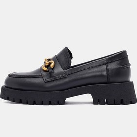 Resim Pamela Kadın Siyah Gerçek Deri Toka Detaylı Loafer Siyah 