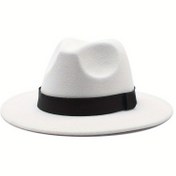 Resim Erkekler ve kadınlar için Noel hediyesi olarak, klasik geniş kenarlı caz şapkası, rahat şapka, tek renkli fedora şapka 