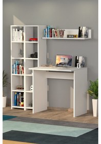 Resim Moonlife Moonlife Trend Kitaplıklı Çalışma Masası Beyaz 