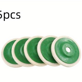 Resim 5 adet 10.16 cm Yün Parlatma Tekerlekleri - Metal, Mermer, Cam, Otomotiv ve Ahşap için Yeşil Keçe Diskler - Dayanıklı, Yüksek Kaliteli, Çiziksiz Yüzey Hazırlığı ile Açı Öğütücü Uyumluluğu, Çok Yönlü Parlatma Pedleri | Yüksek Kaliteli Yün, Yün Parlatma Pedleri 