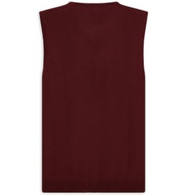 Resim Koyu Bordo V Yaka Yünlü Triko Süveter - Koyu Bordo / 5X 