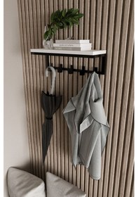 Resim Aju Modern Portmanto Duvar Tipi Askılık Ve Raf Ceket Şemsiye Çanta Havlu Elbise Posta Hol Koridor Askısı Siyah 