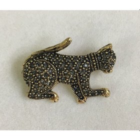Resim Sevgiliye Hediye Elmas Montur Kedi Broş Swarovski Taşlı 