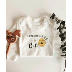 Resim Limon Anneannesinin Balı Uzun Kol Çıtçıtlı Organik Bebek Body 