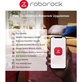 Resim Roborock 18500PA Robot Vacuum Qrevo C Pro Çift Döner Paspas Engel Algılama Sıcak Su Istasyonlu 5200MAH Süpürme Silme Beyaz 